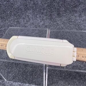 Vtg Clinique Folding Pop Up Hair Brush Mirror Compact Travel Pocket White Red